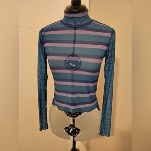 Delias dolls kill size small stripey blue/purple mesh top
